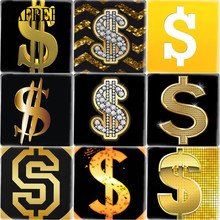 TAFREE-señal con patrón de símbolo de dólar estadounidense, Color dorado, 25mm, cabujón de vidrio de forma cuadrada y gemas de vidrio, camafeo, joyería 2024 - compra barato