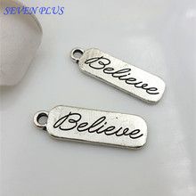 High Quality 20 Pieces/Lot 9mm*26mm Letter Printed Believe Jewelry Making Believe Charms 2024 - buy cheap