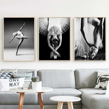 HD печатает фотографии Nordic Стиль балетки постер с танцовщицей модульный черное, белое, холсты для рисования свежий воздух дома Wall Art Декор в гостиную 2024 - купить недорого
