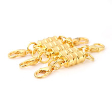 DoreenBeads Brass Magnetic Clasps For Jewelry Necklace Bracelet Cylinder Gold color With Alloy Lobster Claw Clasp 36x7mm,5 PCs 2024 - buy cheap