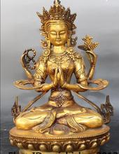 Wang6710972 ++ Buda tibetano, estatua de budismo folclórico de bronce dorado de 4 brazos, Chenrezig, Avalokiteshvara 2024 - compra barato