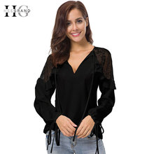 HEE GRAND Women Sexy Lace Patchwork Shirts 2018 Lantern Long Sleeve Summer Blouses for Women Loose White Ruffles Tops  WCL1622 2024 - buy cheap