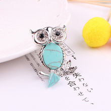 LUBOV Crystal Black Eyes Green Resin Stone Inlaid anti-Silver Owl Brooches Pins Trendy Women Corsage Pins Costume Jewelry 2019 2024 - buy cheap