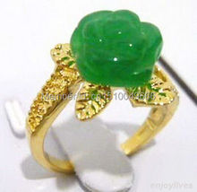 FREE SHIPPING >>>Green STONE Rose Flower Yellow Ring Size: 6.7.8.9 2024 - buy cheap