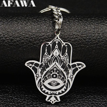 2021 Fashion Islam Hamsa Hand Stainless Steel Key Chain for Men Black Silver Color Pendant Key Jewelry llavero K743S02 2024 - buy cheap