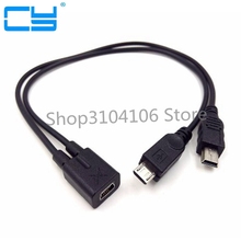 Mini USB de 1 a 2 Y Splitter Cable USB 2,0 Mini 5 pines macho hembra a + Micro USB macho convertidor Cable de carga de alta velocidad 2024 - compra barato