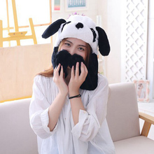 Black White Panda Hat Ear Moving Jumping Hat Funny Animal Design Plush Warm Hat Cap for Womens Girls 2024 - buy cheap