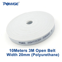 POWGE 10Meters White PU HTD 3M Open timing belt 3M-20mm Width 20mm Polyurethane steel HTD3M Synchronous belt Engraving Laser CNC 2024 - buy cheap