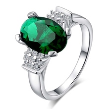 Verde zircon brilhando belo oval anel banhado de prata, Moda jóias de prata anel para mulheres e homens, / Fdysjqji PQEKNDTV 2024 - compre barato