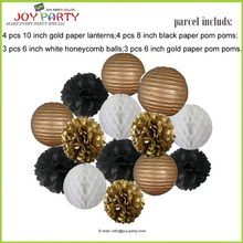 Hot Gold black and white color Paper lanterns, Paper balls, Paper Pom Poms Themed Party Hanging Decor Favor 2024 - buy cheap