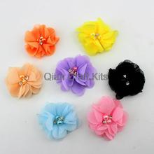 Tiara com flor de pérola para diy, 50 peças cores mistas pequenas chiffon para cabeça foto adereço para recém-nascidos bebês meninas laço de cabelo 2024 - compre barato