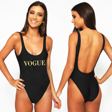 VOGUE Sexy Swimwear Women 2018 New Letter Print One Piece Swimsuit Bodysuit High Cut Low Back Bathing Suit Red 2024 - buy cheap