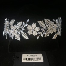 Diadema de circonia cúbica para mujer, diadema con diseño de flores a la medida, corona de boda real, accesorio de joyería para mujer 2024 - compra barato