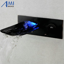 LED  wall mounted glass waterfall brass Faucet Bathroom sink basin mixer tap 2024 - buy cheap