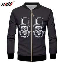 UJWI 3D Printed Hat Skulls Men's Zipper Coat  High Quality Fitness Tops The New Listing Man Large Size Hipster Zip Jacket 2024 - buy cheap