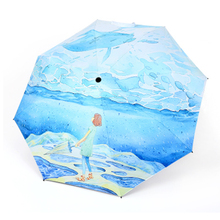 Guarda-chuva uv feminino, guarda-chuva de arte transparente para homens, presentes corporativos, guarda-sol japonês para pintura de anime, exclusivo, dobrável 2024 - compre barato