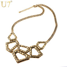 U7 Bohemian Jewelry Vintage Antique Copper Necklace Women Silver Color Chunky Maxi Statement Necklace Wholesale N511 2024 - buy cheap