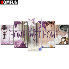 HOMFUN 5pcs Full Square/Round Drill 5D DIY Diamond Painting "Home sweet home" Multi-picture Combination Embroidery 5D Decor 2024 - buy cheap