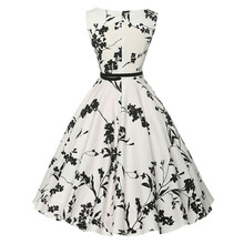 China White Women Summer Vintage Dress 50s 60s Print Floral Sleeveless Plus Size 1950s Retro Elegant Party Dress Vestidos Dress 2024 - buy cheap