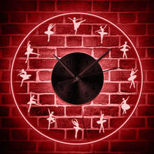 Балетная танцовщица силуэт Цвет Изменение настенные часы балерина подарок балерина студия настенный светильник светодиодный подсветка современные настенные часы 2024 - купить недорого