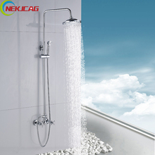 Chrome Shower Faucet Set Bathroom Shower Mixers Faucet 8" Rain Showerhead with Solid Brass Hand Shower 2024 - buy cheap