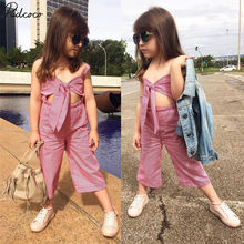 Stylish Kids Baby Overalls Girl Red Plaids Front Bow-knot Romper Wide Legs Trouser Jumpsuit Clothes Outfit Summer Beachwear 1-6y 2024 - buy cheap