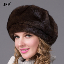 Chapéu de pele de vison verdadeiro e diamante, boné octagonal estilo russo, ótima qualidade, chapéu elegante 2024 - compre barato