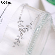 Женское ожерелье из серебра 925 пробы, с подвеской в виде листьев 2024 - купить недорого