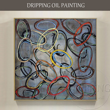 Pintura profissional de equipe de pintor, olheiras abstratas pintadas à mão pintura a óleo em tela redondas coloridas pintura a óleo 2024 - compre barato