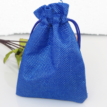 10 PCs Vintage Drawstring Jewelry Gift Packaging Bags Royal Blue Linen Pouches Jute Case Wedding Favor Holder 13x18cm 2024 - buy cheap