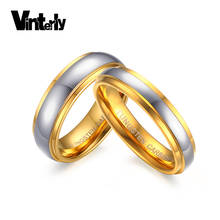 Vinterly Lover's Couple Rings for Women Luxury Wedding Engagement Rings Gold Color Tungsten Carbide Ring for Women Men 2024 - buy cheap