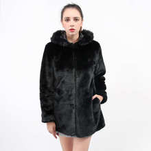 TUHAO  Winter Women Hooded Faux Fur Coat VINTAGE Warm office lady elegant Loose Black Female Jacket Coat Plus size coats 2024 - buy cheap