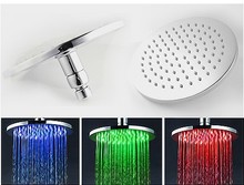 Cabezal de ducha redondo LED de latón macizo, rociador de techo cromado de 8 pulgadas y 20cm para Baño 2024 - compra barato