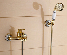 Grifo de ducha y baño montado en pared dorada, de latón de alta calidad, estilo europeo, moda, juego de grifería B & S 2024 - compra barato