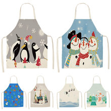 1Pcs Snowman Christmas Apron Snowflake Pinafore Cotton Linen Aprons 53*65cm Adult Bibs Kitchen Cooking Baking Accessories CM1008 2024 - buy cheap