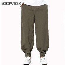 SHIFUREN-pantalones de algodón para hombre, pantalón holgado de cintura elástica con cordón, informal, para correr, de longitud completa, talla grande, S-5XL, Color sólido 2024 - compra barato