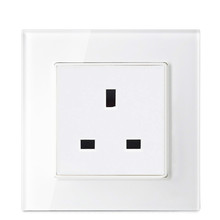 UK 86 British three hole socket panel Tempered glass switch Wall Socket 2024 - buy cheap