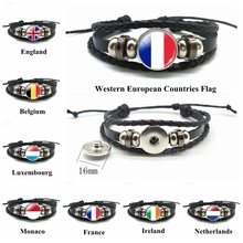 Países da europa ocidental bandeira tecer pulseira de couro inglaterra bélgica luxemburgo mónaco frança irlanda holanda bandeira jóias 2024 - compre barato