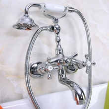 Polished Chrome Wall Mounted Bathtub Faucets Bathroom Basin Mixer Tap With Hand Shower Head Bath & Shower Faucet tna200 2024 - buy cheap