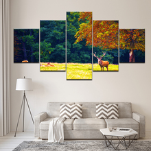 Canvas Painting nature landscape tree autumn deer 5 Pieces Wall Art Painting Modular Wallpapers Poster Print Home Decor 2024 - buy cheap