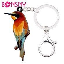 Bonsny Acrylic European Bee-eater Bird Key Chains Keychains Holders Unique Animal Jewelry For Women Girls Bag Car Charms Pendant 2024 - buy cheap
