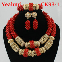 New 2019 Fashion African Beads Jewelry Set Nigerian Wedding Crystal Beads Necklace Bridal Jewelry Sets Free Shipping CK93-1 2024 - buy cheap