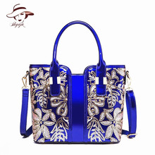 Luxury Fashion High Quality Appliques Flower Women Messenger Bag Patent Leather Wedding Party Girls Shoulder Handbag Lady Tote 2024 - buy cheap