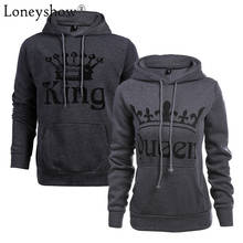Autumn Winter Knitted King Queen Letter Printed Couple Hoodies Hip Hop Street Wear Sweatshirts Women Hooded Pullover Tracksuits 2024 - buy cheap