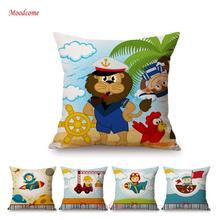 Cartoon Baby Boy Room Decoration Sofa Throw Pillow Case Bear Cow Sailor Pilot Astronaut Cute Cotton Linen Kids Cushion Cover 2024 - buy cheap