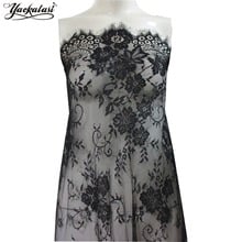 YACKALASI 3 Meters/Lot Party Dress Fabrics Eyelash Mesh Lace Fabric Soft Knitting Nylon Flower Jacquard Black 150CM*300CM 2024 - buy cheap