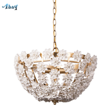 European Villa Living Room Luxury Pendant Lights Ceramic Petals Decor Bedroom Princess Room Branch Iron Lamps Hanging Fixtures 2024 - buy cheap