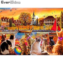 Cuadro de mosaico de diamantes de imitación Evershine DIY con diseño de gatos 2024 - compra barato