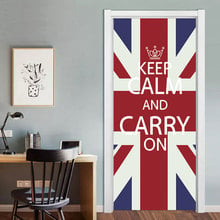 Adesivo de vinil para porta com bandeira britânica, 90x20 0cm/77x200cm, para sala de estar, quarto, mural 3d à prova d'água, decoração de casa 2024 - compre barato