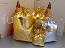 Sacolas de organza com cordão cor dourada/prateada, 50 tamanhos 5x7, 7x9, 9x12, 10x15cm, para presente de natal, casamento, sacos de embalar joias 2024 - compre barato